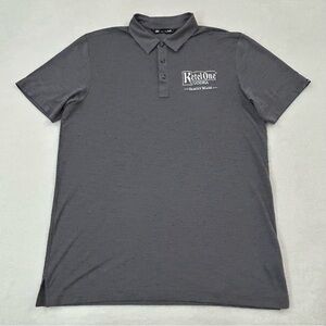 Travis Mathew Embroidered Logo Kettle One Vodka Gray Black Golf Polo Shirt Men M